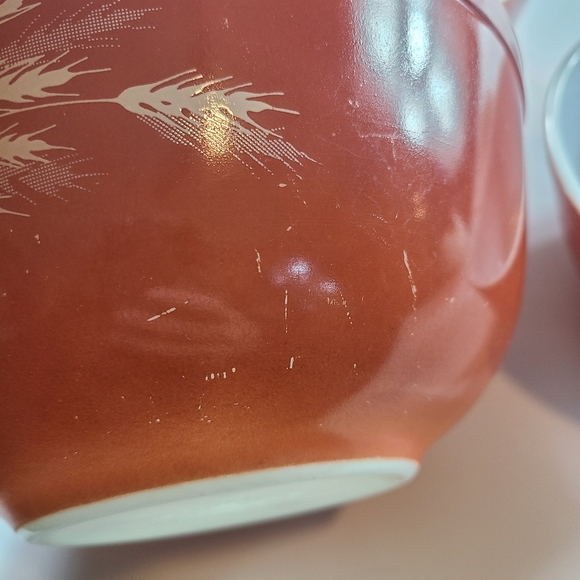 SET OF 4 VINTAGE WHEAT PATTERN PYREX NESTING BOWLS - Picture 5 of 14